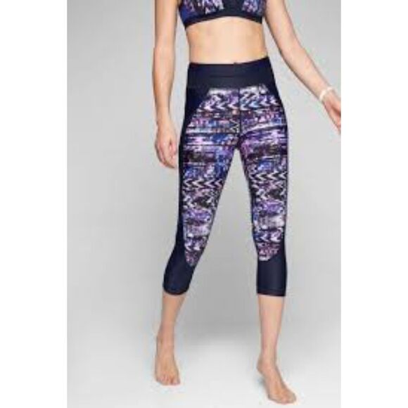 Athleta Women's Large Navy Coloroblock Trissential Swim Capri - Picture 1 of 7